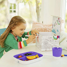 Load image into Gallery viewer, Munchkin Color Me Hungry Splash 7pc Toddler Dining Set – Plate, Bowl, Cup, and Utensils in a Gift Box, Purple
