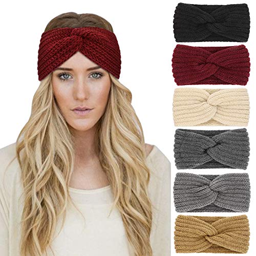 DRESHOW Crochet Ear Warmer Headband Soft knit Turban Stretch Headbands Warmer for Women Winter