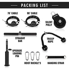 Load image into Gallery viewer, Mikolo Fitness LAT and Lift Pulley System, Dual Cable Machine(70'' and 90'') with Upgraded Loading Pin for Triceps Pull Down, Biceps Curl, Back, Forearm, Shoulder-Home Gym Equipment(Patent)
