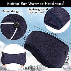 8 Pieces Ear Warmer Headbands with Buttons Winter Fleece Running Headband Fleece Earmuffs Sport Headband Winter Ear Covers for Men Women (Lined Style)