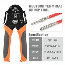 Load image into Gallery viewer, IWISS IWD-1620 Deutsch Size 16 Crimper, Solid Barrel Contact &amp; Circular Connector Contacts Crimping Tool, 8 Indents Wire Crimper, AWG16 to AWG20
