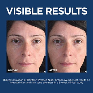 L'Oreal Paris Revitalift Pressed Night Cream with Retinol, Niacinamide, Visibly Reduce Wrinkles, Hydrate for Face, Under Eye, Neck, Chest, Dermatologist tested + Hyaluronic Acid Serum Sample