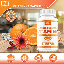 Load image into Gallery viewer, (120 Pills) Vitamin C 1000mg Capsules Supplement with Zinc, Echinacea, Rose Hips for Immune Support for Adults Kids - Vit C Pills Immunity System Booster Defense, High Absorption -Gluten Free (2 Pack)
