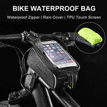 Load image into Gallery viewer, Bike Phone Front Frame Bag Bicycle Bag Waterproof Bike Phone Mount Top Tube Bag Bike Phone Case Holder Accessories Cycling Pouch Compatible with iPhone 11 XS Max XR Below 6.5”
