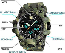 Load image into Gallery viewer, MJSCPHBJK Men's Analog Sports Watch Military Watch Outdoor LED Stopwatch Digital Electronic Watches Large Dual Display Waterproof Tactical Army Watches for Men
