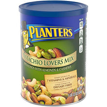Load image into Gallery viewer, PLANTERS Pistachio Lover&#39;s Mix, 1.15 lb. Resealable Canister - Deluxe Pistachio Mix: Pistachios, Almonds &amp; Cashews Roasted in Peanut Oil with Sea Salt - Kosher, Savory Snack
