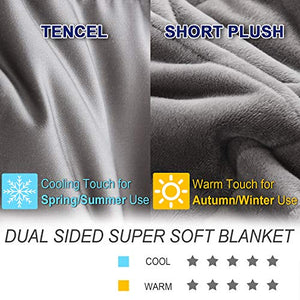 OMYSTYLE California King Size Weighted Blanket 20lbs(88''x104'', Double-Sided), Reversible Weighted Blanket with Warm Short Plush and Cool Tencel Fabric for All Season Use - Carry Bag Included