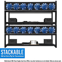 Load image into Gallery viewer, Kingwin Bitcoin Miner Rig Case W/ 6, or 8 GPU Mining Stackable Frame - Expert Crypto Mining Rack W/ Placement for Motherboard for Mining - Air Convection to Improve GPU Cryptocurrency (8 GPU)
