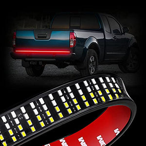 LED Truck Tailgate Light Bar, Wayup 60 Inch Quad Row LED Truck Bed Light Strip with White Reverse, Red Brake/Running, Red Turn Signal/Double Flash Strobe Light for Trucks Pickup RV Van Dodge Ram