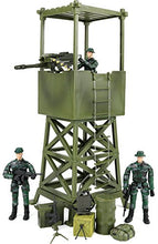 Load image into Gallery viewer, Click N&#39; Play Military Lookout Watch Tower 16 Piece Play Set with Accessories. , Green
