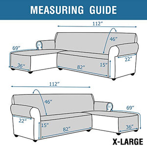 H.VERSAILTEX Sofa Covers L Shape Couch Covers for Sectional Sofa Chaise Lounge Sofa Cover Slipcovers Furniture Protector for Dogs Pets, Non Slip with Straps (X-Large, Reversible Smoke Blue/Smoke Blue)