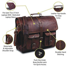 Load image into Gallery viewer, Vintage Leather Laptop Bags for Men Full Grain Large Leather Messenger bag for men 18 inches with rustic look Best leather briefcase by Hulsh
