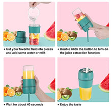 Load image into Gallery viewer, Portable Blender For Shakes And Smoothies With Reusable Straw Green Mini Blender Safety USB Rechargeable Personal Blender Cup Handheld Small Blender For Office，Sports,Travel,Gym Outdoor Actitvities 280ml Portable Blender
