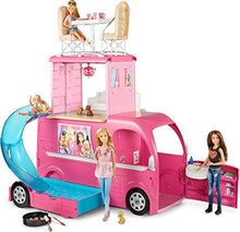 Load image into Gallery viewer, Barbie Pop-Up Camper Transforms into 3-Story Play Set with Pool
