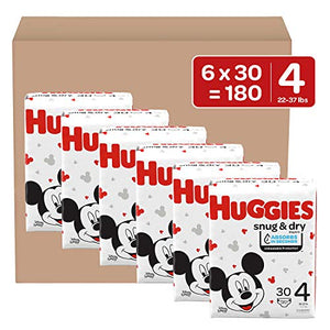 Huggies Snug & Dry Baby Diapers, Size 4, 180 Ct, One Month Supply