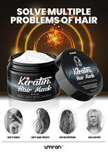 Load image into Gallery viewer, UMRAN Keratin Hair Mask - Moistorize and smoothen hair - Intensive Treatment for Dry Damaged Hair with Biotin,Retinol and Shea Butter - Hair Care Products for Women &amp; Men
