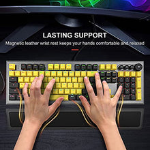 Load image into Gallery viewer, Mechanical Gaming Keyboard, PowerLead Wired Keyboard Rainbow RGB Backlit with Detachable Leather Wrist Rest, Programmable Settings with N-Key Flip, for Windows PC/MAC Games (104 Keys, Blue Switch)
