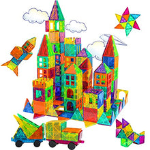Load image into Gallery viewer, BMAG Magnetic Tiles, 3D Magnet Building Blocks for Kids Toddlers, Stacking Montessori Toys for Children, STEM Preschool Educational Learning Construction Toys for Boys Girls with 2 Cars
