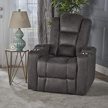 Load image into Gallery viewer, Christopher Knight Home Emersyn Tufted Microfiber Power Recliner with Arm Storage and USB Cord, Slate / Black
