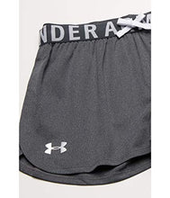 Load image into Gallery viewer, Under Armour Girls' Play Up Solid Workout Gym Shorts , Pitch Gray Light Heather (012)/Metallic Silver , Youth Medium
