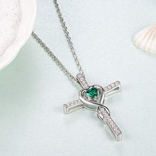 Load image into Gallery viewer, Green Emerald Jewelry for Women Teen Girls Birthday Gifts Necklace for Mom Wife Love Heart Pendant Daughter Grandma Mother in Law Sterling Silver Infinity Necklace Gifts for Her Anniversary
