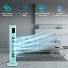Load image into Gallery viewer, R.W.FLAME Tower Fan with Remote Control, Standing fan for office, Oscillating fan for home with children/pets/elders,Time Settings,LCD display,45W,Oscillation, 36&quot;, Green
