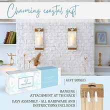 Load image into Gallery viewer, TideAndTales Beach Decor Starfish Wall Candle Sconces (Set of 2) Ocean Themed Wall-Mount Candleholders, Coastal Farmhouse Seashell Candle Holders, Nautical Style Beach Bathroom Decor
