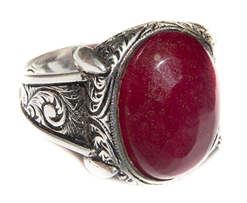 Falcon Jewelry Sterling Silver Men's Ring Handmade, Ruby Natural Gemstone