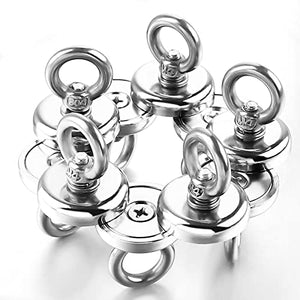 DIYMAG Magnetic Hooks, 40 lbs(18 KG) Pulling Force Rare Earth Magnetic Hooks with Countersunk Hole Eyebolt for Home, Kitchen, Workplace, Office and Garage, Pack of 10, Silver, DIY-NJ25-10P