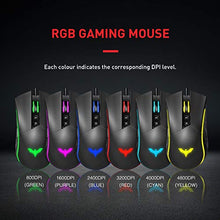 Load image into Gallery viewer, Mechanical Keyboard and Mouse, Havit Wired Gaming Keyboard Blue Switch 104 Keys Rainbow Backlit Keyboard and 7 Button Wired Mouse 4800 DPI for PC Computer Gamer (Black)
