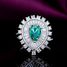 Load image into Gallery viewer, Beyond jewelry Fashion Natural Green Emerald 14Kt White Gold Diamond Engagement Wedding Ring
