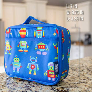 Wildkin Insulated Lunch Box for Boys and Girls, Perfect Size for Packing Hot or Cold Snacks for School and Travel, Mom's Choice Award Winner, BPA-Free, Olive Kids (Robots)