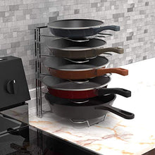 Load image into Gallery viewer, SimpleHouseware Over the Cabinet Door Organizer Holder + 5 Adjustable Compartments Pan and Pot Lid Organizer
