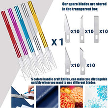 Load image into Gallery viewer, 6 Pieces Hobby Knifes Compatible with Exacto Knife with 52 Pieces Spare Knife Steel Blades Utility Knives, Art Carving Precision Knife for Art, Scrapbooking, Stencil

