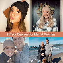 Load image into Gallery viewer, accsa 2 Pack Winter Knit Beanie Hat for Men Women Winter Stretchy Hats for Women Soft Warm Unisex Cuffed Beanie Black and Grey
