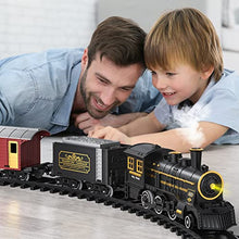 Load image into Gallery viewer, Train Set for Boys 4-7 w/ Smoke, Sounds &amp; Light, Electric Classical Steam Engine Locomotive for Toddlers 2-4, Rechargeable Model Trains Kit Toys w/ Passenger Carriage for Kids Age 3-4

