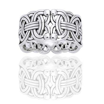 Load image into Gallery viewer, Viking Braided Wedding Band Borre Knot Norse Celtic 10mm Sterling Silver Ring Size 9(Sizes 4,5,6,7,8,9,10,11,12,13,14,15)