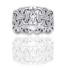 Load image into Gallery viewer, Viking Braided Wedding Band Borre Knot Norse Celtic 10mm Sterling Silver Ring Size 9(Sizes 4,5,6,7,8,9,10,11,12,13,14,15)
