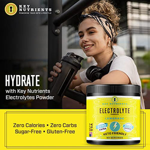 KEY NUTRIENTS Electrolytes Powder No Sugar - Refreshing Lemonade Electrolyte Drink Mix - Hydration Powder - No Calories, Gluten Free - Powder and Packets (20, 40 or 90 Servings)
