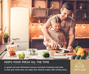 Food Storage Containers Set - Airtight Plastic Containers with Easy Snap Lids (16 Pack) - Leak Proof Kitchen & Pantry Organization - BPA-Free - 16 Chalkboard Labels & Marker - Chef’s Path