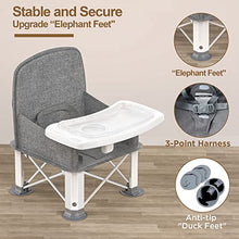Load image into Gallery viewer, Baby Travel Booster Seat with Double Tray, BabyBond Upgraded Toddler Portable Baby Chair, Booster Seat for Dining Table, Stable and Foldable Booster Baby Chair for Indoor/Outdoor (Grey)
