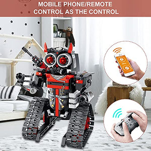 UNIQUE KIDS Building Remote Control STEM Building Kit for Boys 8-12 Tracked Racer Car/Tank/Robot 3 in 1 Educational Toys for 6 7 8 9 10 11 12 + Year Old Boys and Girls Birthday Gifts for Kids (Red)