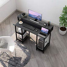 Load image into Gallery viewer, Computer Desk with Shelves - Writing Study Desk with Monitor Stand Shelf/Bookshelves/CPU Stand,Modern Study Table Stable Metal Frame Student Desk for Small Space Home Office Workstation(Black)
