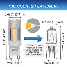 Load image into Gallery viewer, Simba Lighting G9 LED Light Bulb (5 Pack) 4W T4 40W Halogen Replacement for Pendants, Ceiling Lights, Desk Lamp, Wall Sconce, 120V JCD Bi-Pin Base Non-Dimmable, 3000K Soft White
