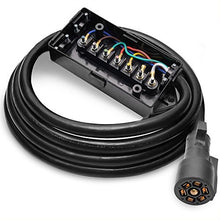 Load image into Gallery viewer, MICTUNING Heavy Duty 7 Way Plug Inline Trailer Cord with 7 Gang Junction Box - 8 Feet, Weatherproof
