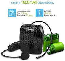 Load image into Gallery viewer, ZOWEETEK Voice Amplifier with UHF Wireless Microphone Headset, 10W 1800mAh Portable Rechargeable PA system Speaker for Multiple Locations such as Classroom, Meetings, Promotions and Outdoors
