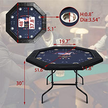 Load image into Gallery viewer, RayChee Poker Table Foldable, 8 Player Octagonal Folding Portable Texas Holdem Table with Water-Resistant Cushioned Rail, 8 Stainless Steel Cup Holders, Casino-Grade Felt Surface (Black)
