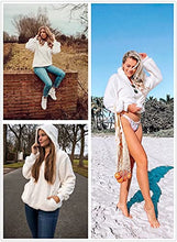 Load image into Gallery viewer, Dokotoo Womens Fashion Winter Cozy Warm Fuzzy Casual Loose Sweater Sweatshirt Hooded Fleece Pullover Sweater with Pockets White Small
