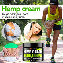 Load image into Gallery viewer, Natural Hemp Cream - 1,000,000 - Made in USA - Relieves Inflammation Muscle, Muscle, Joint, Back, Knee- High Strength Hemp Oil Extract with MSM - Arnica - Turmeric - 4 fl. Oz
