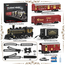 Load image into Gallery viewer, Train Set for Boys 4-7 w/ Smoke, Sounds &amp; Light, Electric Classical Steam Engine Locomotive for Toddlers 2-4, Rechargeable Model Trains Kit Toys w/ Passenger Carriage for Kids Age 3-4
